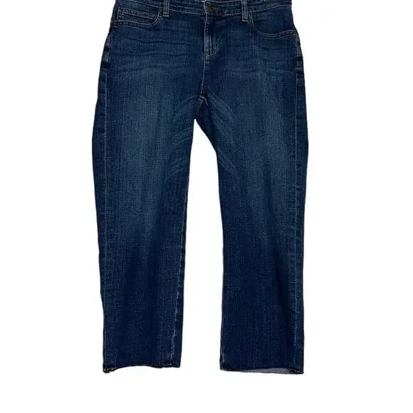 Eileen Fisher Organic Cotton Straight Cropped Cut Raw Hem Denim Jeans Size 8 - Picture 4 of 8